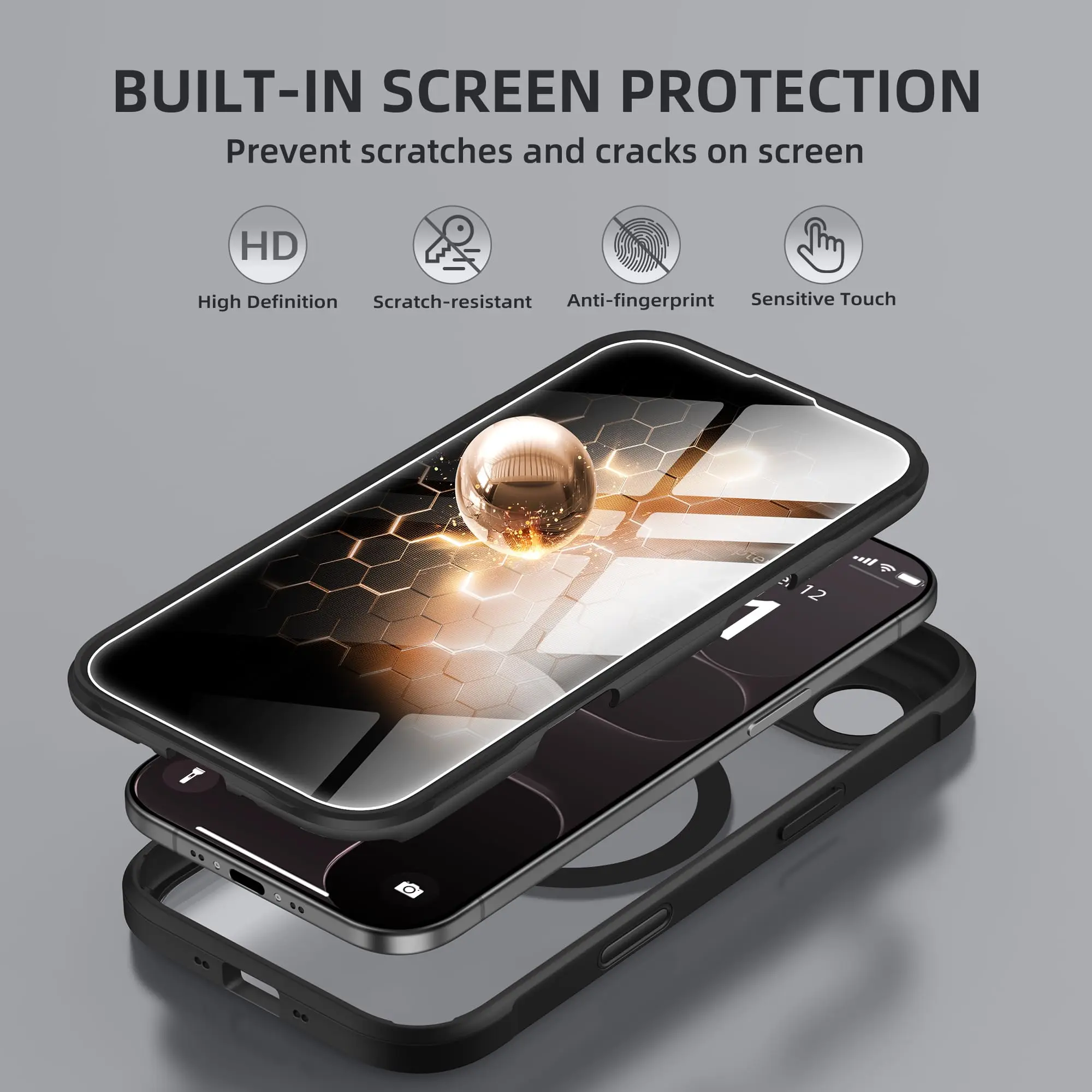 Per la custodia iPhone Air con protezione per lo schermo privacy integrata MagSafe e protezione della fotocamera Custodia per telefono trasparente antiurto per tutto il corpo - immagine 3