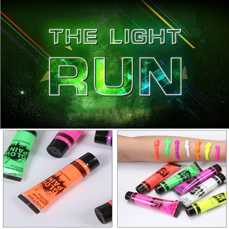 10/14.2/25ml Multiple Color Boby Paint Face Painting Art Palette Glitter Neon Makeup Party Tools Festival Halloween Cosplay Safe 6