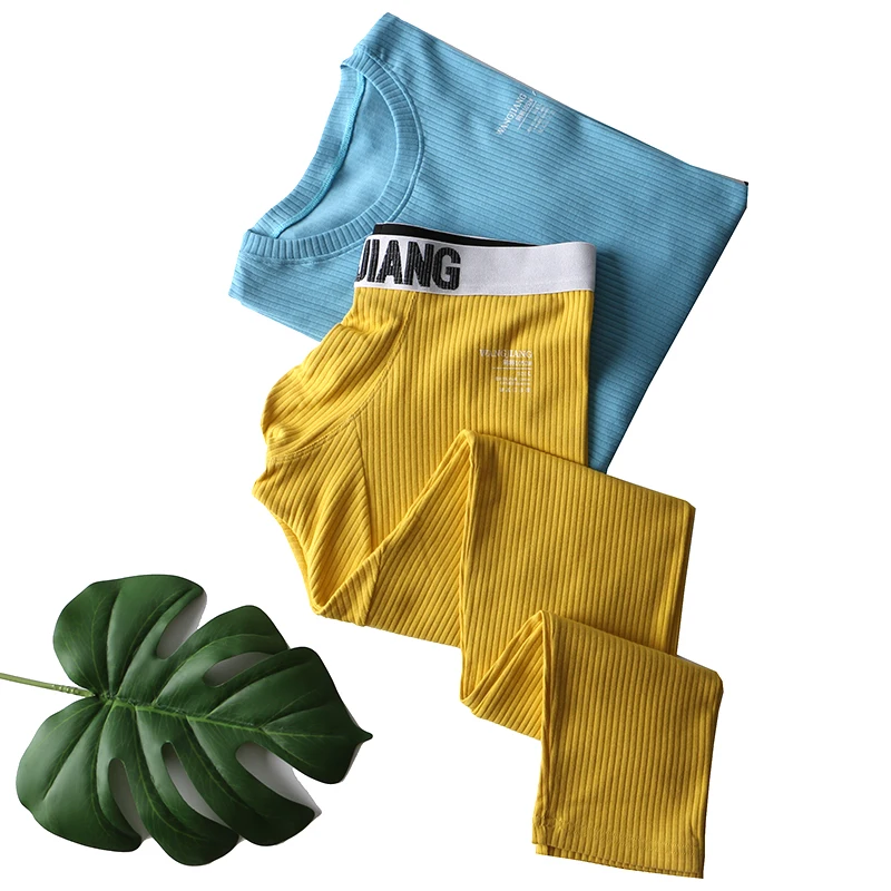 Description Picture 5 of itemMen Long Johns Pajama Sets Underwear Bugle Pouch Tight Leggings Pants Ribbed Cotton Fitness Lounge Wear Tracksuit