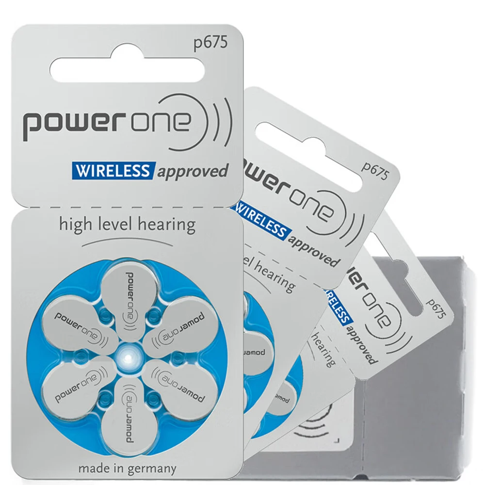 60 PCS NEW Zinc Air 1.45V powerone P675 Zinc Air Hearing Aid Batteries 675A A675 675 PR44 Hearing Aid Battery for BTE CIC RIC OE 4