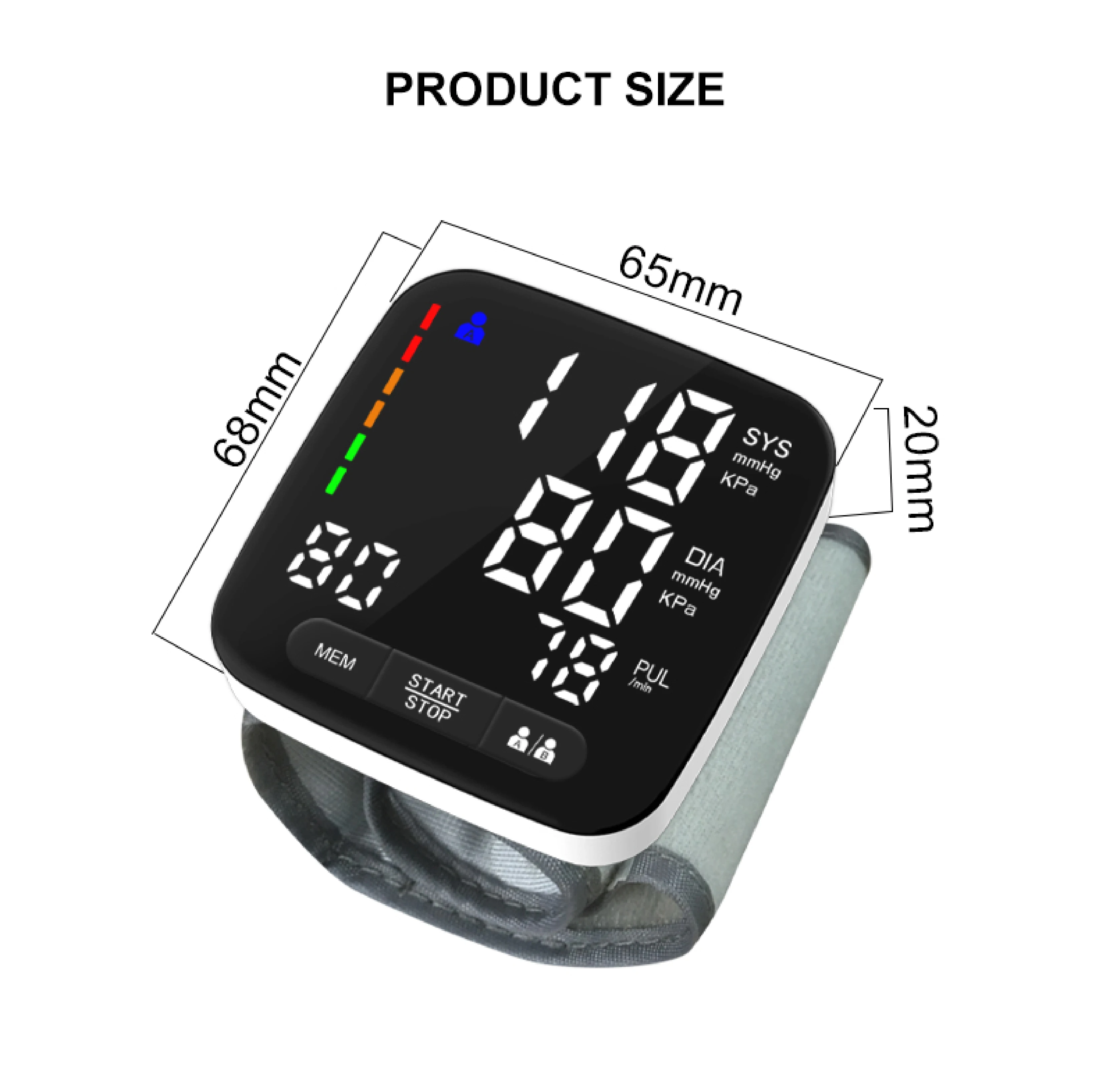 Smart Wrist Digital Electronic Medical Sphygmomanometer Large LCD Screen Measure Blood Pressure Household Heart Rate Monitor