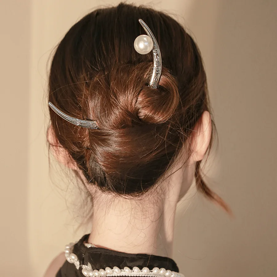 

Moon Hairpin Alloy Meniscus Woman Hairpins Headgear Chinese Vintage Hair Accessories Wedding Party Jewelry