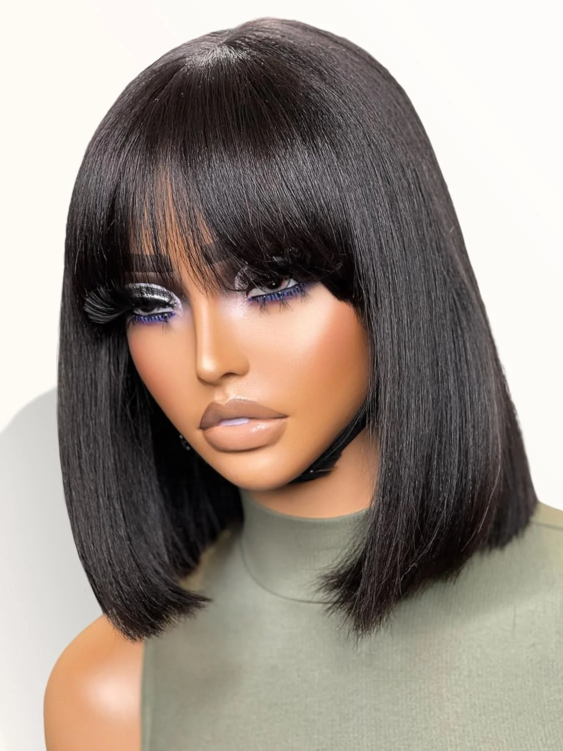 

Short Bob Human Hair Wig With Bangs For Women Brazilian Glueless Pixie Cut Straight Wigs Cheap 100% Human Hair Wig On Sale