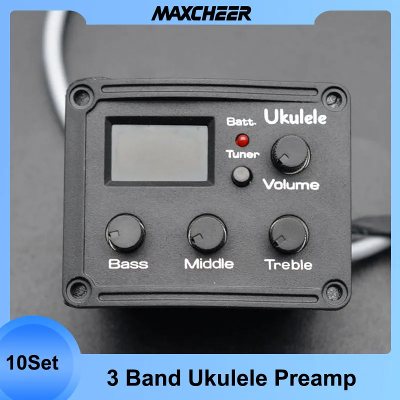 

10 шт. 3-полосное электронное укулеле Preamp звукосниматель UK Гавайская мини-гитара EQ эквалайзный пьезо звукосниматель с тюнером ЖК Pikup гитарные детали