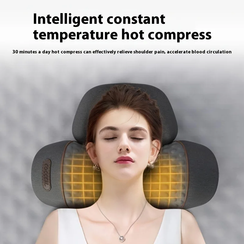 Electric Massager Cervical Pillow Hot Compress Vibration Massage Neck Traction Relax Sleeping Memory Foam Pillow Spine Support 2