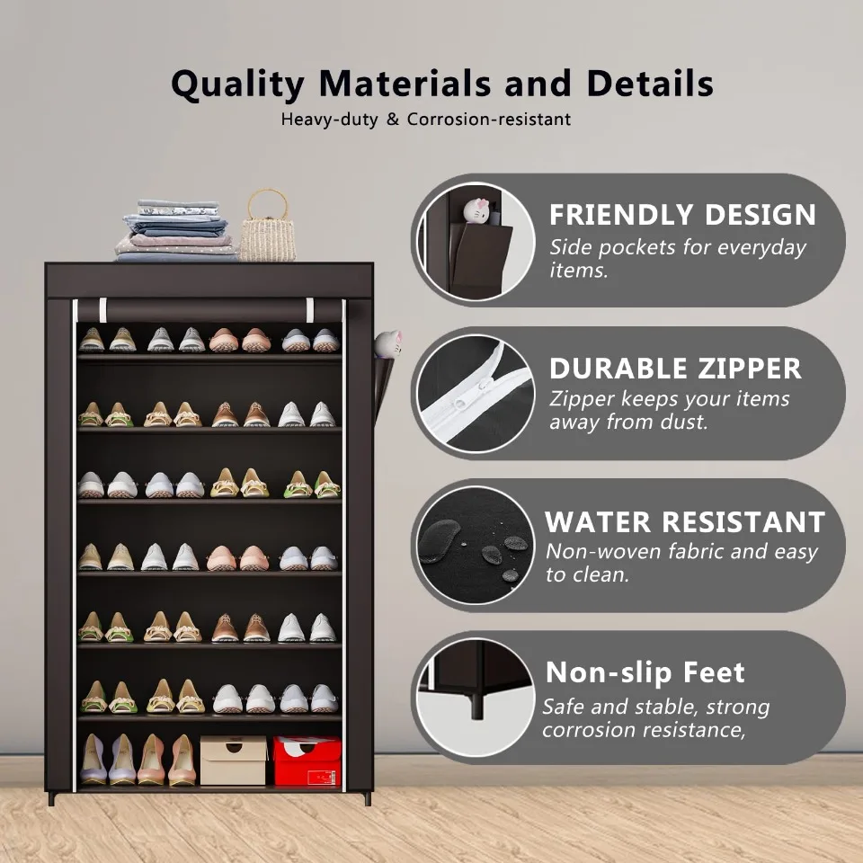 Description Picture 6 of itemSimple Shoe Rack Living Room Dustproof Footwear Shelves Load-Bearing Elevated Design Sneakers Storage Waterproof Shoes Cabinet