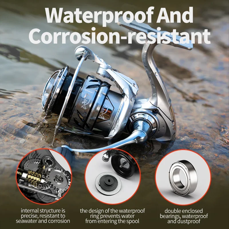 フィッシング リール スピニングリール ダブルハンドル 1500番 PE0.6号