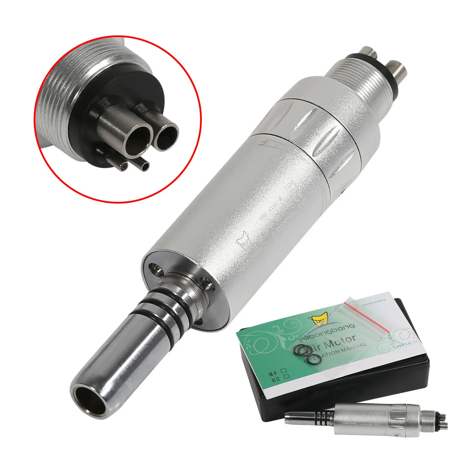 

New Dental Inner Water Spray Air Motor 4 Hole Handpiece Push Button Slow Low Speed For Contra Angle 1:1 Ratio Fit Nsk