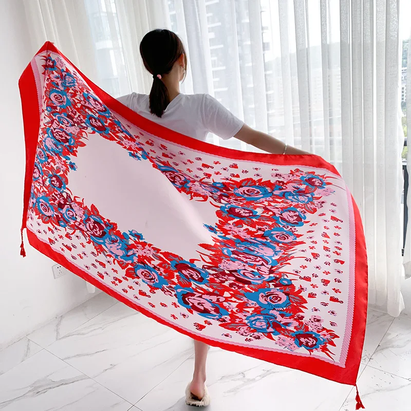 

Lady Cotton Linen Luxury Brand Print Shawl Summer Women Prevent Bask In Photographic Scarves Female Ethnic Style Scarf