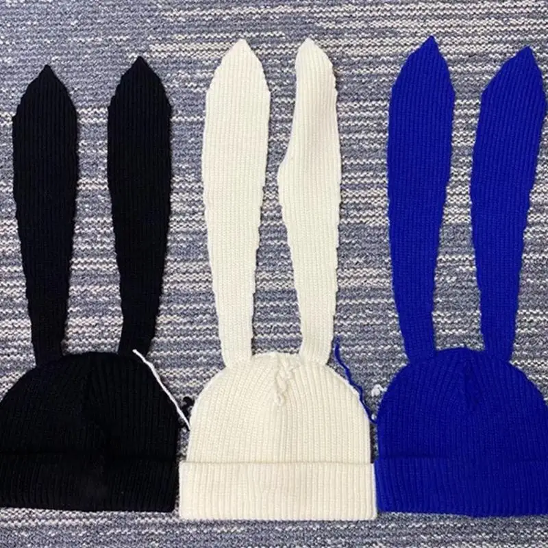

Bunny Ears Winter Knitted Wool Hat Love Boy Slogan Hat Fashion Cute Autumn Winter Women Tide Hat Niche Design Personality Hat