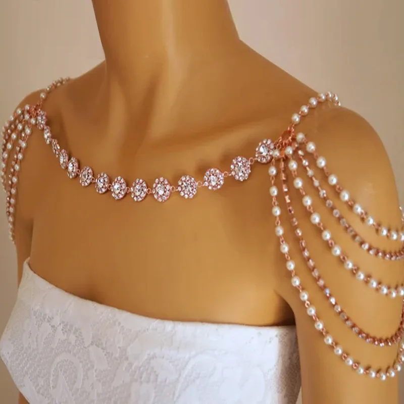 

Wedding Top Bride Shawl Pearl Cape Elegant Crystal Shawl Bolero Mariage Dress With Cape Bridal Accessories Shrugs for Women