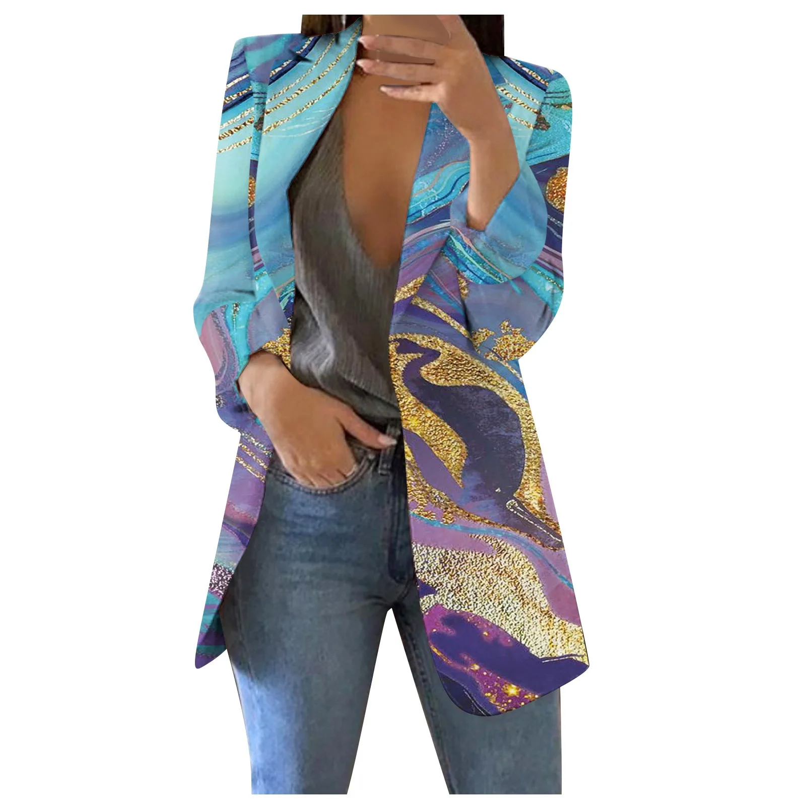 Women Chic Office  Blazer Oversized Vintage Coat Fashion Notched Collar Long Sleeve Slim Suit Ladies Outerwear Stylish Tops