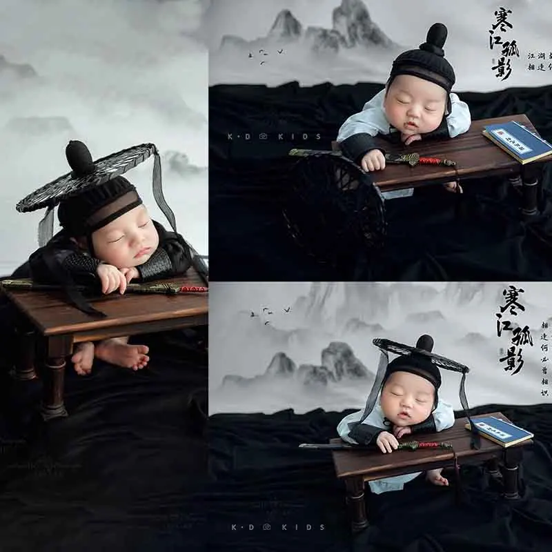 

Korean Ancient Theme Newborn Costume Photography Prop Swordsman Outfit Infant Studio Photo Background Shooting Props Accessories