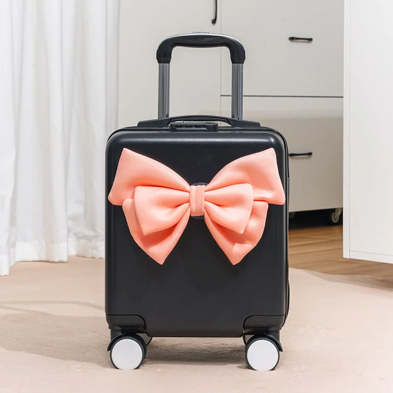 14-Inch Women's Small Lightweight Luggage With Quiet Wheels, Portable Suitcase For Flights, Pull Handle, New Travel Password_voghion.com