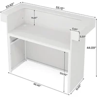 Reception Desk with Light, 55-Inch Front Desk with Cable Grommets, Modern Retail Counter Table for Salon, Lobby, Shop 2