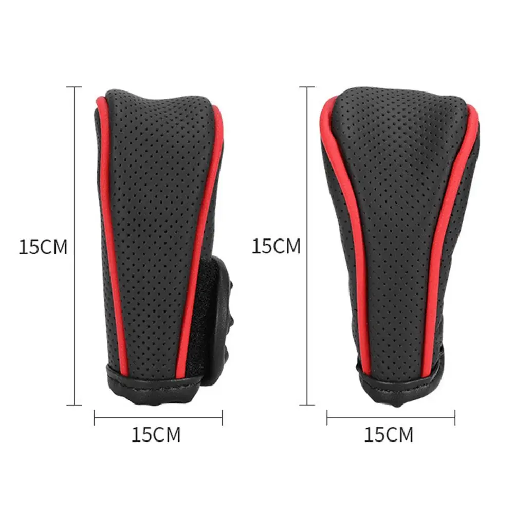 통기성 자동차 시프트 핸들 커버, 내구성 미끄럼 방지 내마모성 자동차 인테리어 액세서리, 조절 가능한 가죽 시프트 노브 커버