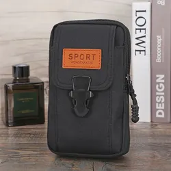 Men's Tactical Belt Pouch - Mobile Phone Holster & Card Holder Waist Bag (Black)