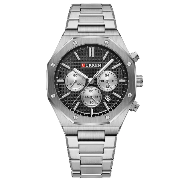 Moda negócios lazer relógio de seis pinos relógio de quartzo calendário masculino relógio de negócios pulseira de aço para homem