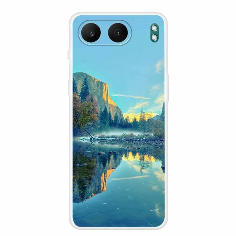 Clear Silicone Case with Landscape Flower Design - Soft TPU Back Cover