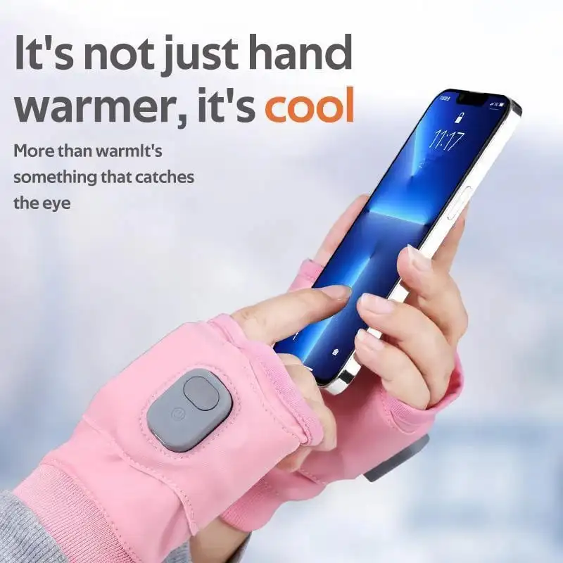 Smart Thermostatic Heated Fingerless Gloves Rechargeable Heated Gloves 360° Warm Gloves Winter Windproof Outdoor Hiking Cycling 2