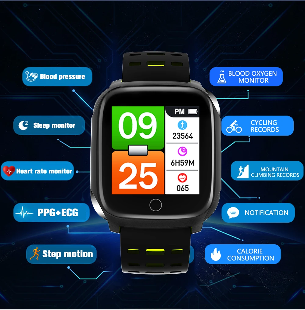 New F16 Smart Bracelet ECG+PPG Pedometer Alarm clock Smart Watch Men Heart Rate Blood Pressure Waterproof Smart Wristband/band