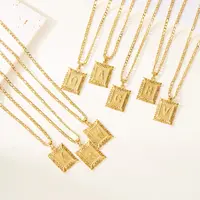 Stainless Steel Initial Letter Necklace For Women Men 2025 New Stylish Square Pendant Necklace Birthday Party Jewelry Gifts 5