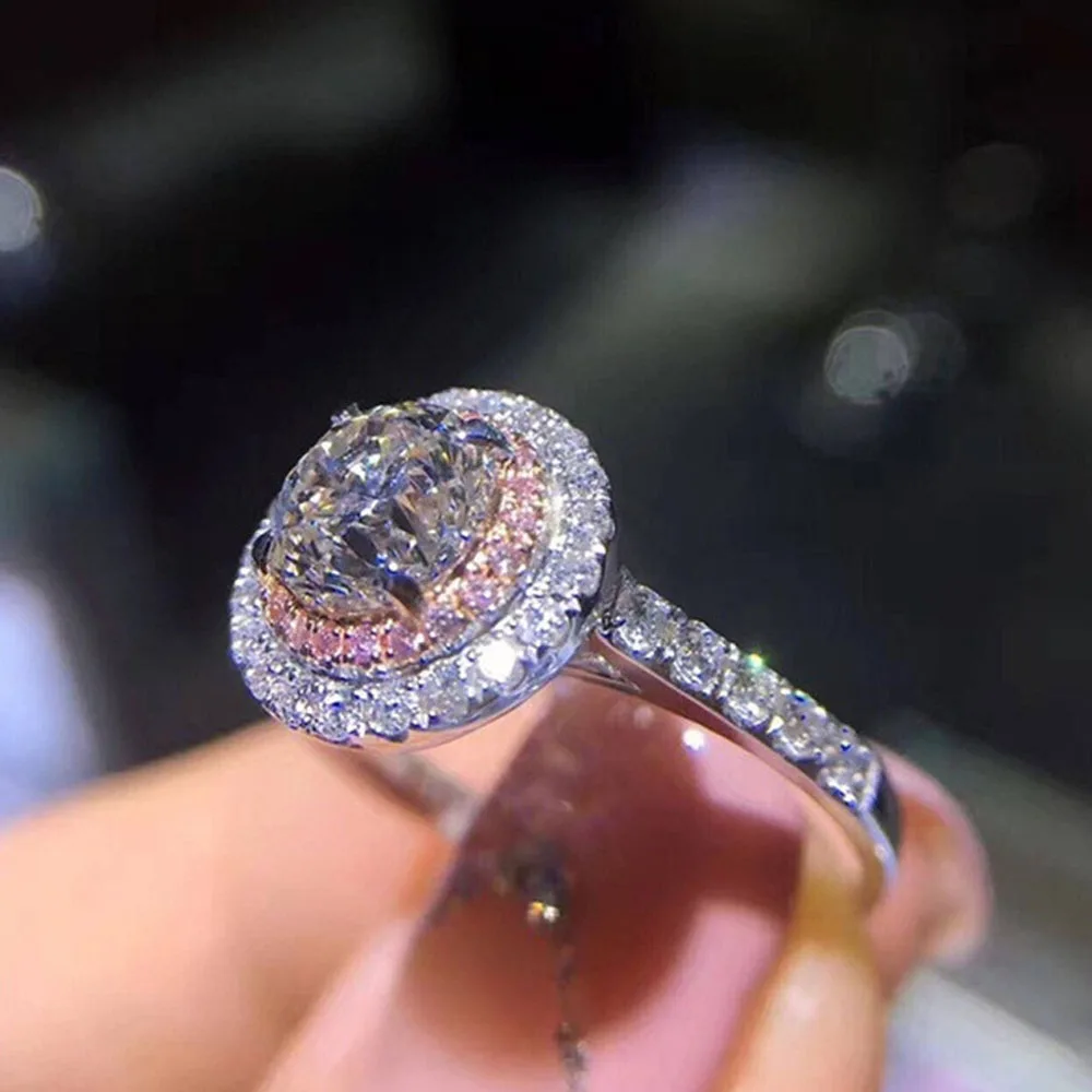 HOYON 18K White Gold Golor AAA Moissanite Zircon Ring for Women Wedding Jewelry 925 Silver Color Customize Ring Name Gift Free wedding rings moissanite ring