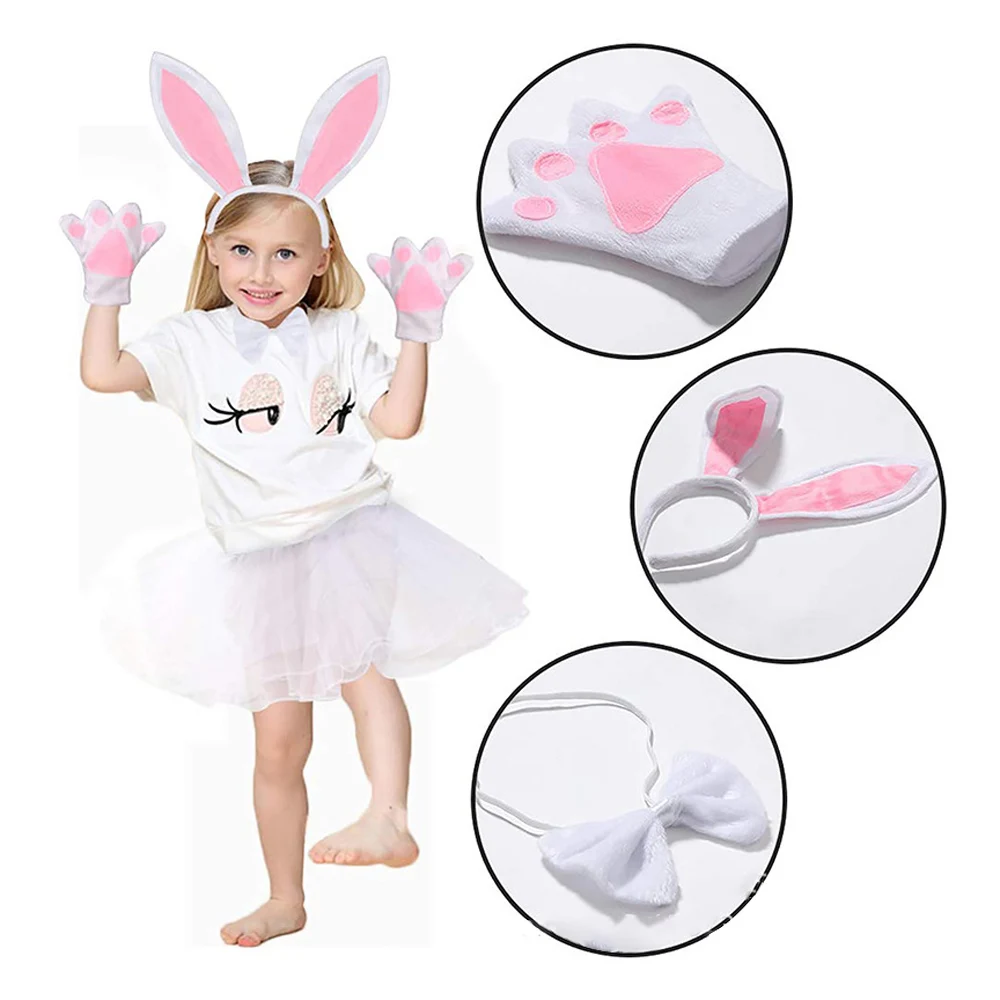 4 Pcs Tail Set Orecchie Da Coniglio Coda I Bambini Costume Da Coniglio