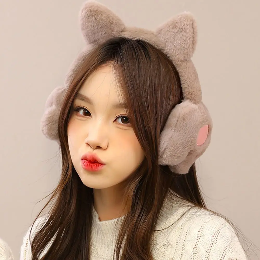 Earcap Cat Plush Earmuffs Comfortable Anti-Wind Cat&rsquo;s Paw Ear Warmers Cold Protection Keep Warmer Cute Ear Cover Riding