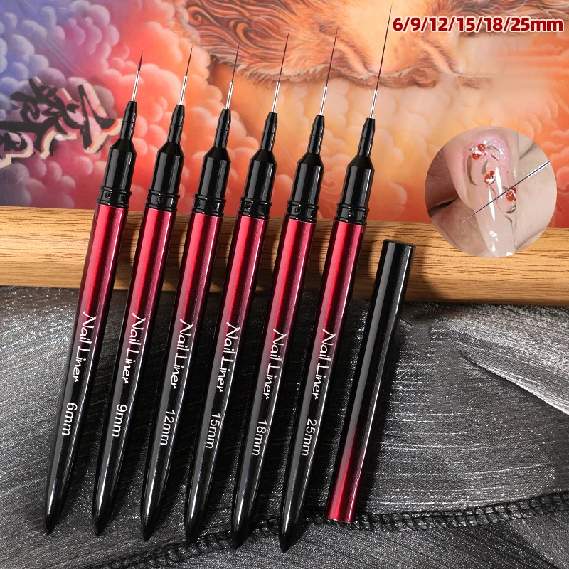 6/9/12/15/18/25mm Nail Liner Brush Handle Nail Art Pen Brush Drawing Lines Stripe Painting Flower Pen Nail Art Manicure Tools
