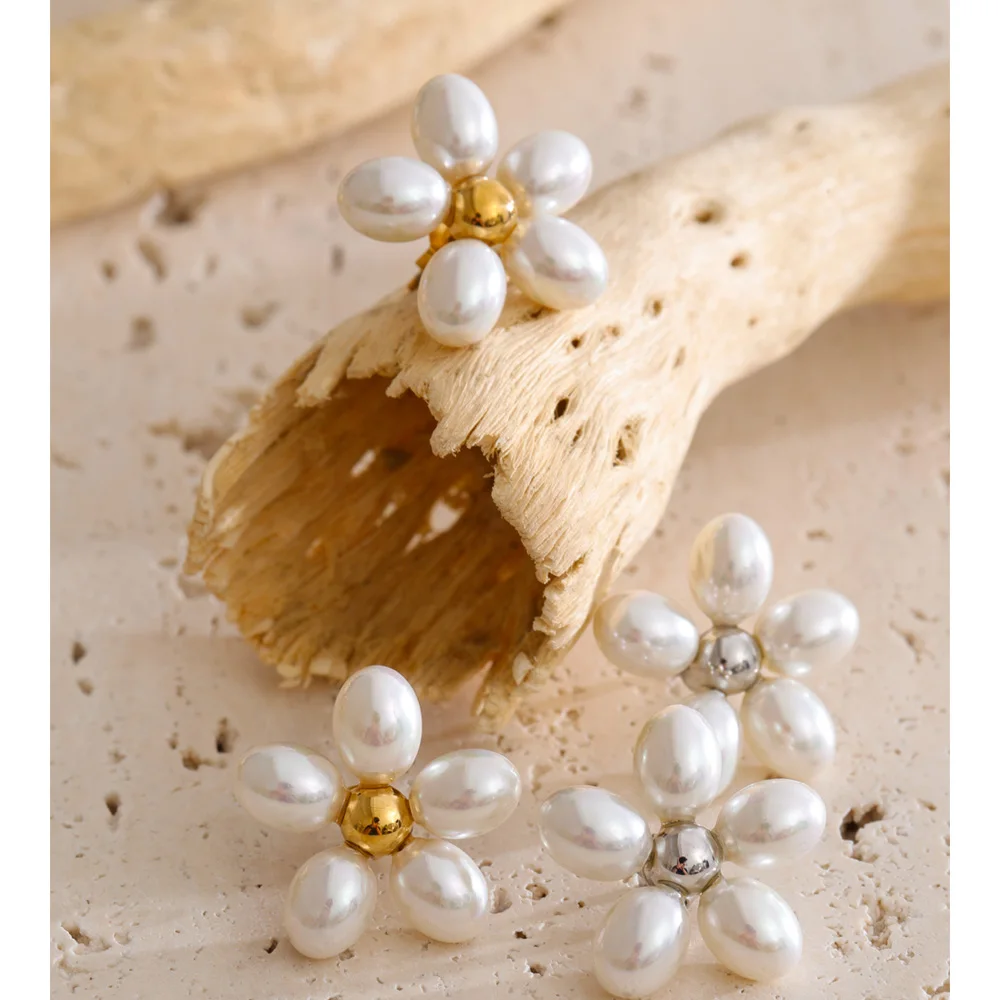 Yhpup Pearls Stud Earrings Women Korean Style