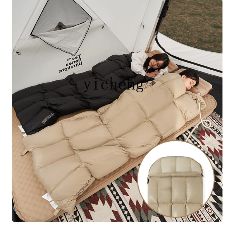 

Уличный спальный мешок Xl для кемпинга, зимний утолщенный спальный мешок-конверт с утиным пухом и защитой от холода