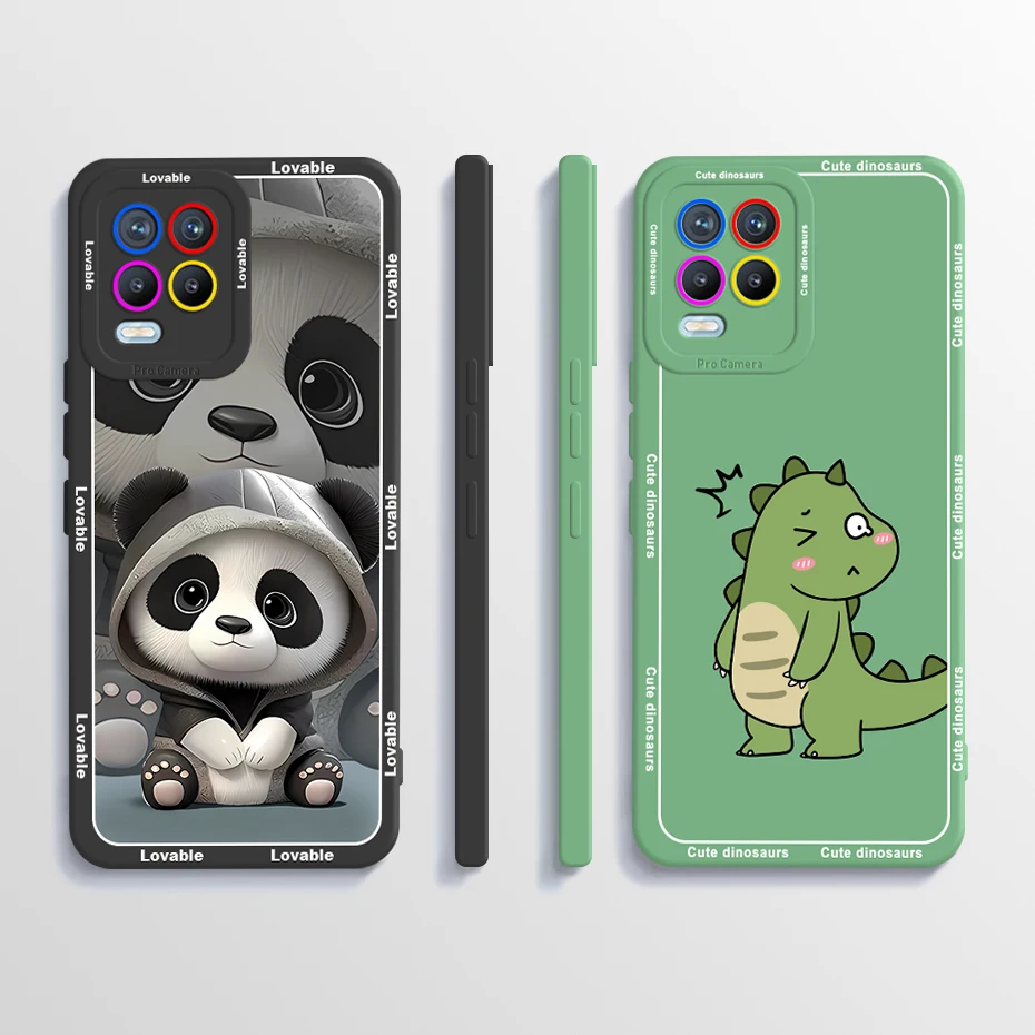 For Realme 8 4G 5G Case 8 Pro Liquid Soft Silicone Case For oppo Realme 8i RMX3151 Panda Back Cover For Realme 8Pro Phone Bumper