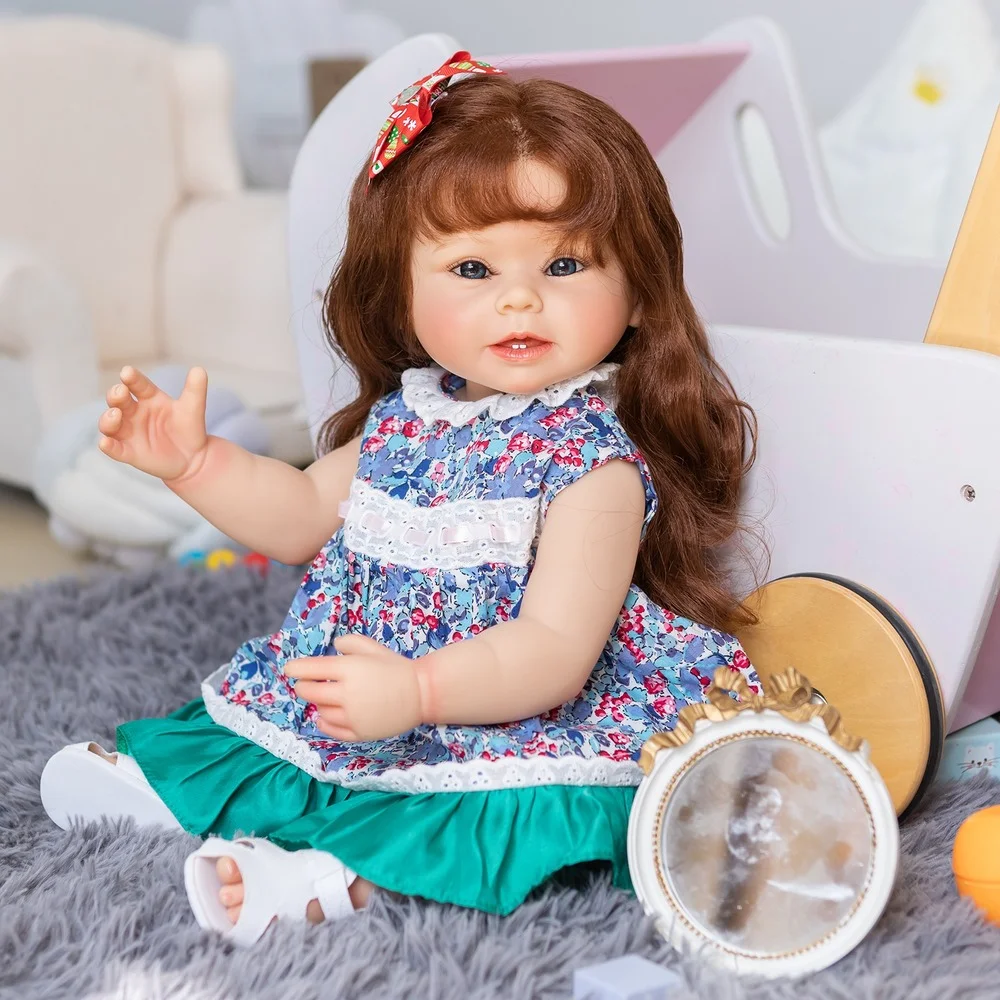 

SANDIE Finished Bebe Doll Reborn 55CM Full Body Silicone Reborn Doll Bonnie Toddler Girl Princess Ideal Gifts For Children Toy