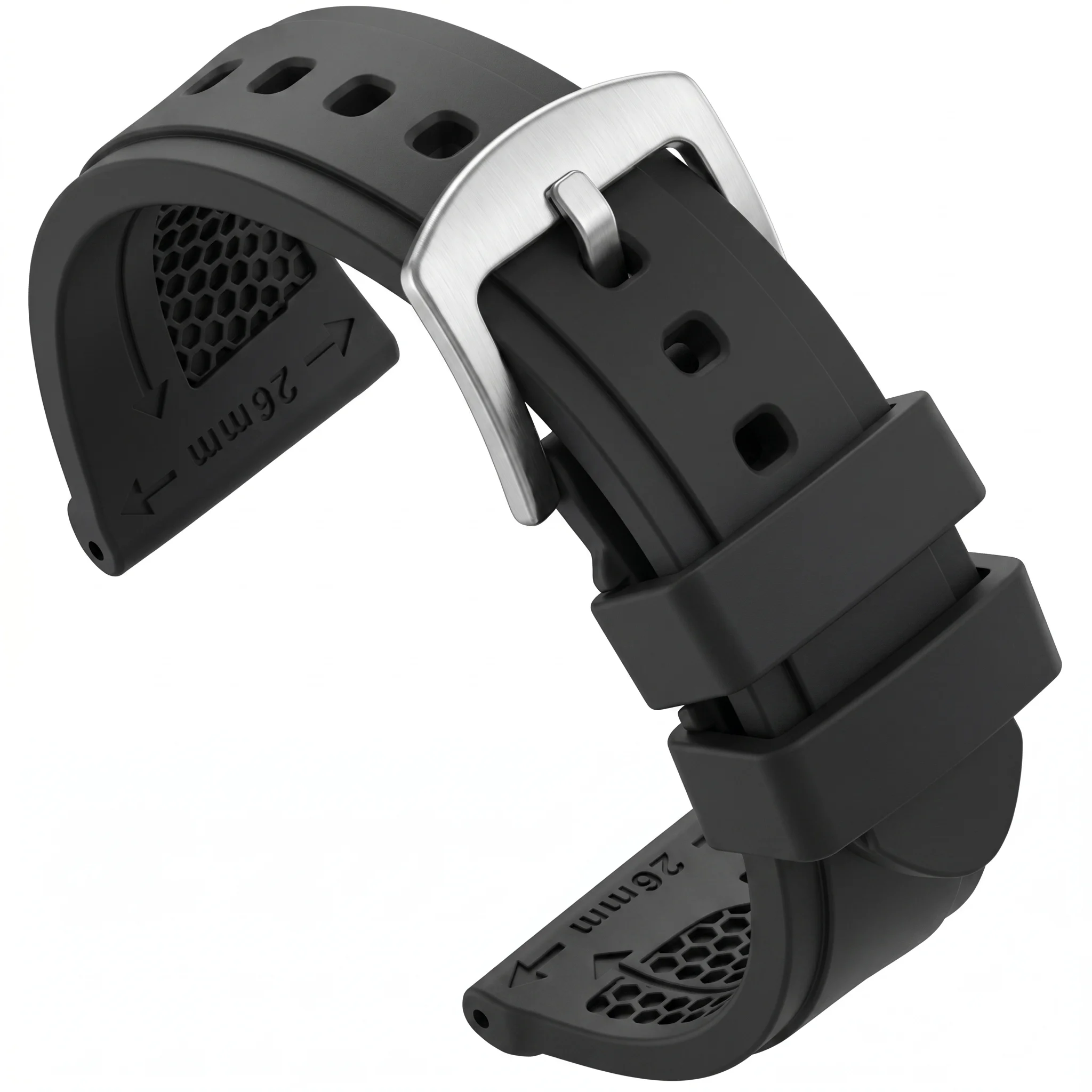 Premium Waterproof Silicone Sport Watch Band - Soft Rubber Dive Strap