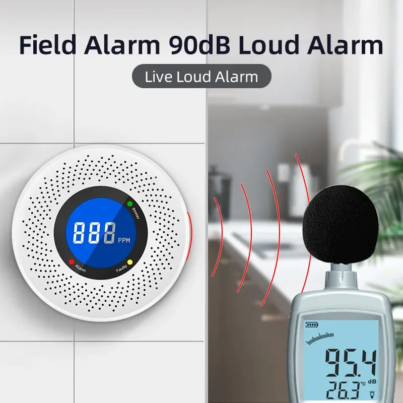Independent Carbon Monoxide Poisoning Smoke Detector Warning Alarm Detector LCD Indicator for Home