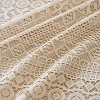 Beige Circular Patterned Hanging Tassel Short Curtain, Lace Short Curtain, Living Room, Bedroom, Kitchen Cabinet Cover Curtain 4