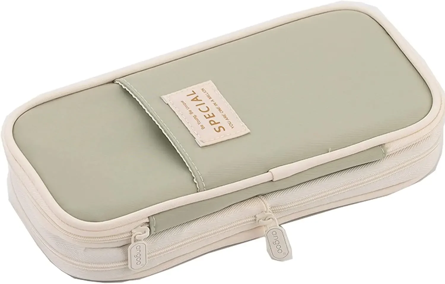 Adorable Double Layer Macaron Canvas Pencil Case for Girls - Large Capacity Kawaii Stationery Pouch