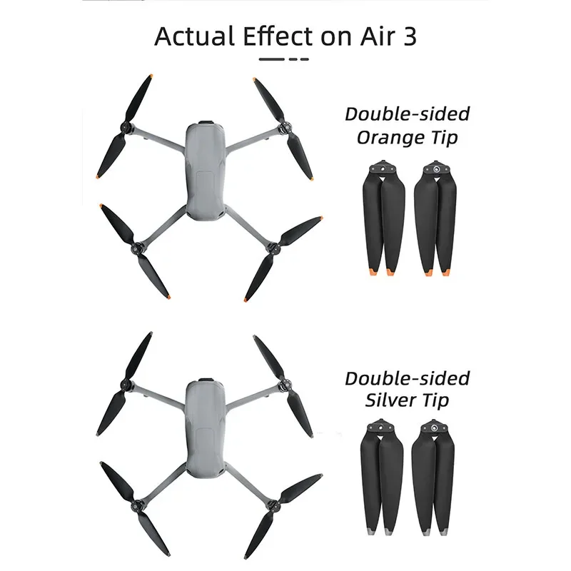 Hélices DJI Air 3 – Pack de 4 ou 8 Pales Or, Orange, Argent