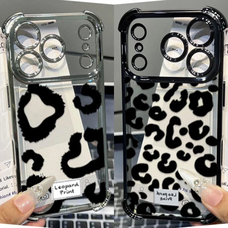 Retro Leopard Print Transparent Phone Case