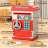 TEMI Toy Saving Bank. Electronic, Password-Protected. Auto-Scroll For Paper Money. Ldeal Gift For Kids 3+ (Red). 3