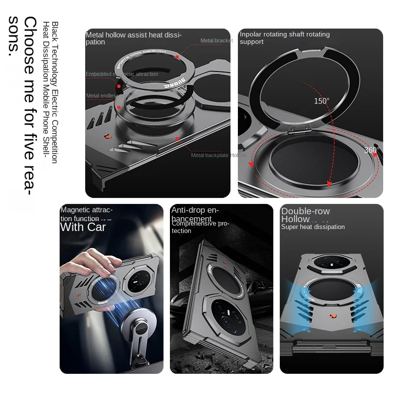 جراب هاتف Honor Magic V5 مغناطيسي معدني مقاوم للصد...