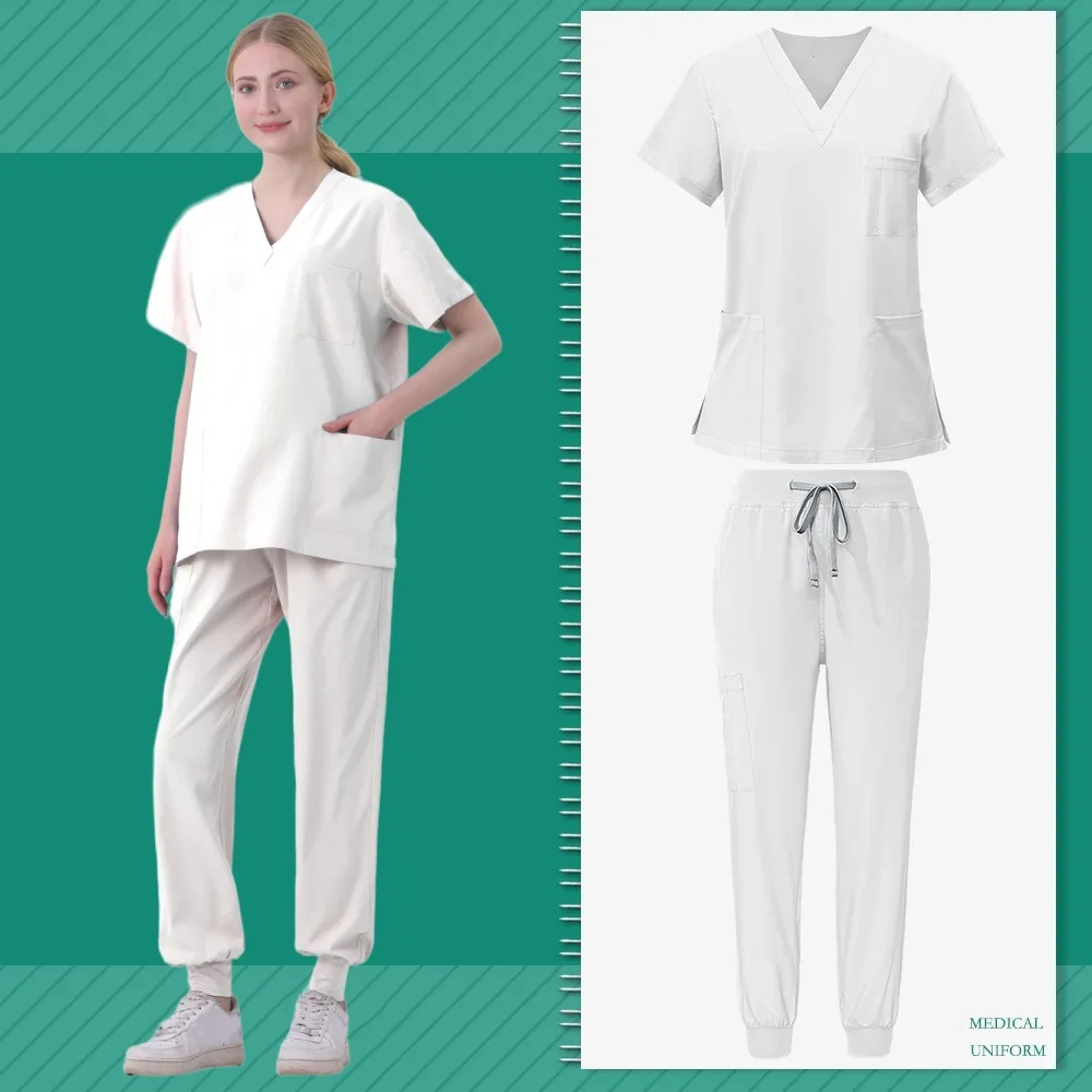 

Multicolor Beautician Lab Workwear Solid Color Beauty Salon Nursing Uniforms Pet Clinic Scrubs Uniforms Work Clothes Wholesale