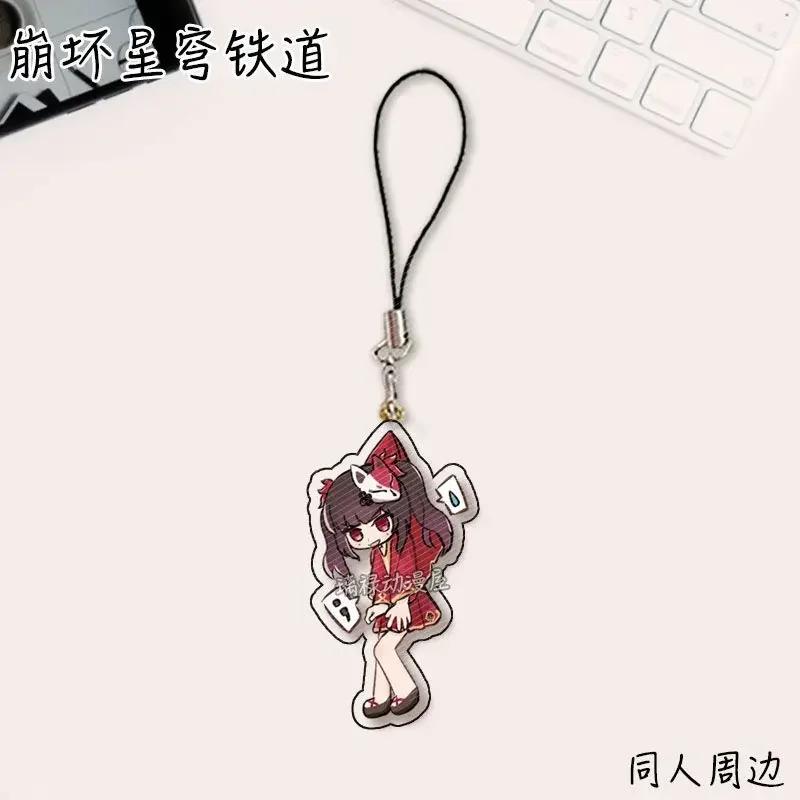 Honkai Star Rail 귀여운 휴대폰 끈 Dr. 비율 Aventurine Kawaii 액세서리 아크릴 펜던트 스트랩 매달려 귀여운 로프 선물