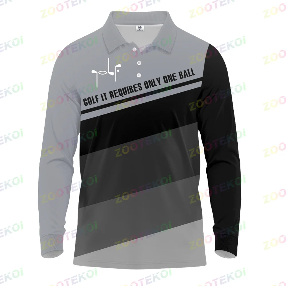 Golf Polo Shirt It Requires Only One Ball Short Sleeve Button &Zipper Polo Shirt For Men
