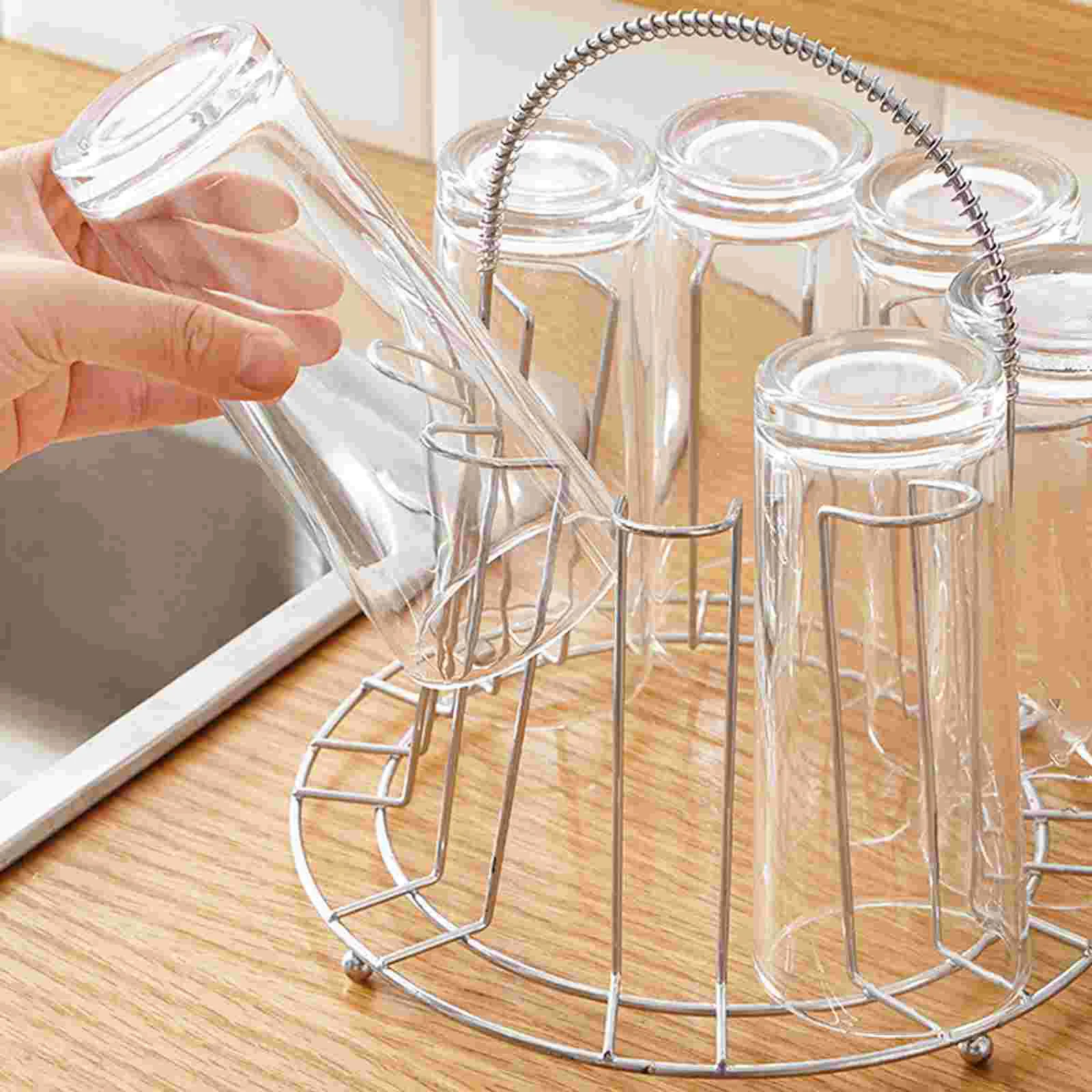 Cup Organizer Mug Glass Rackholder Hanger Storage Coffee Shelf Stand Goblet Cups Freestanding Steel Stainless Countertop Tea