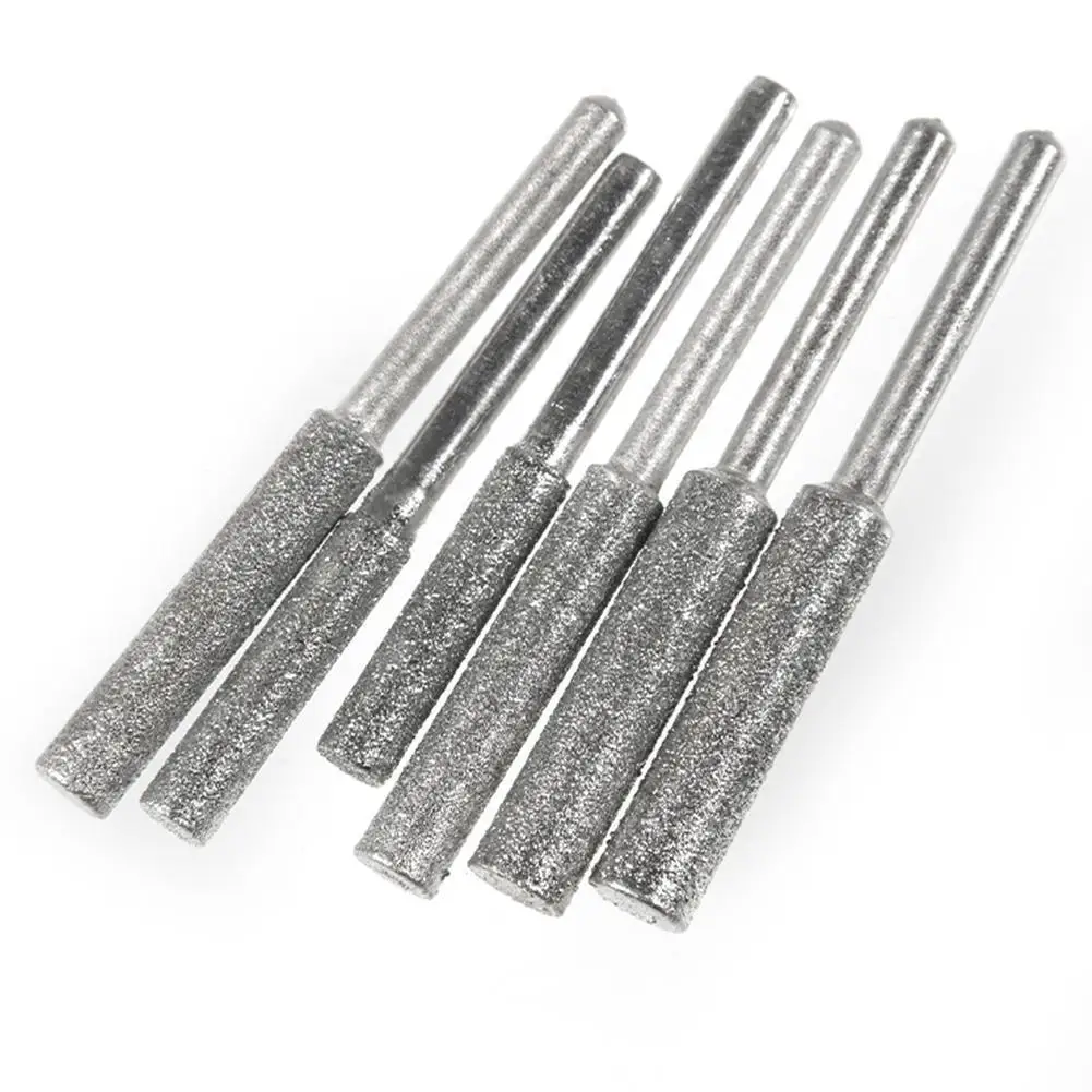 

5PCS Diamond Coated Cylindrical Burr 4mm Chainsaw Sharpener Stone File Chain Saw Sharpening Carving Grinding Tools
