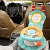 Baby Car Steering Wheel Toy Adjustable Interactive Games Driver Training Simulation Driving for Car Back Seat Batteries Powered 2