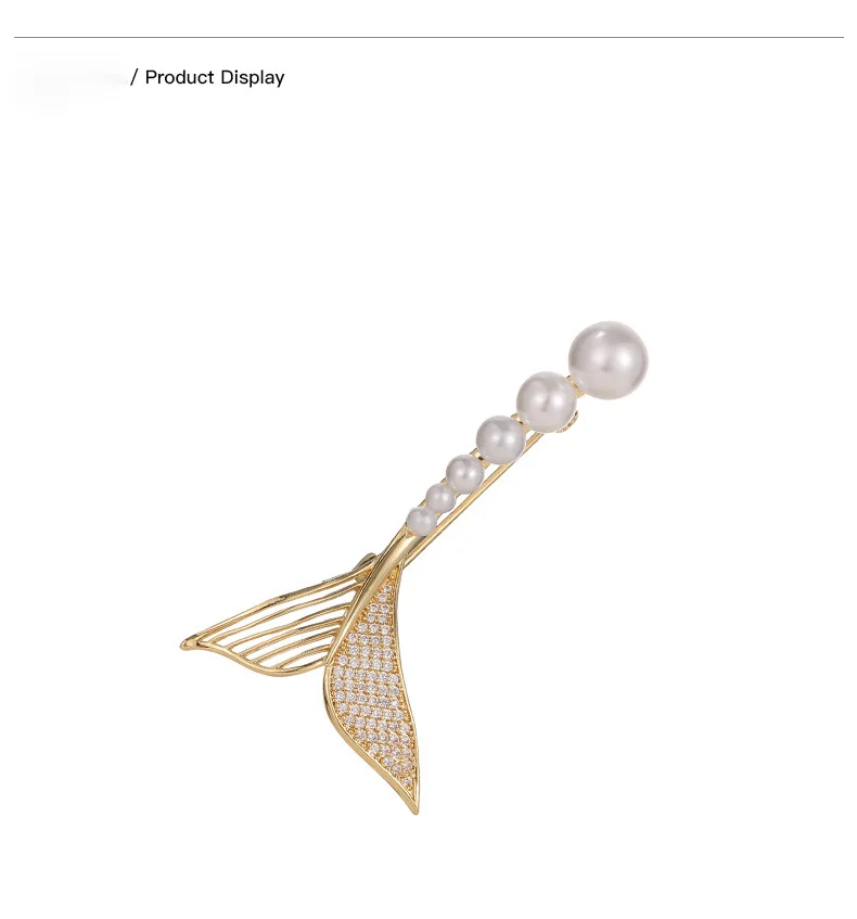 Broche queue de poisson en perles pour femmes, boucle antidérapante haut de gamme, Design de Niche, accessoires de vêtements rouges Internet, Clip de décolleté de tempérament_voghion.com