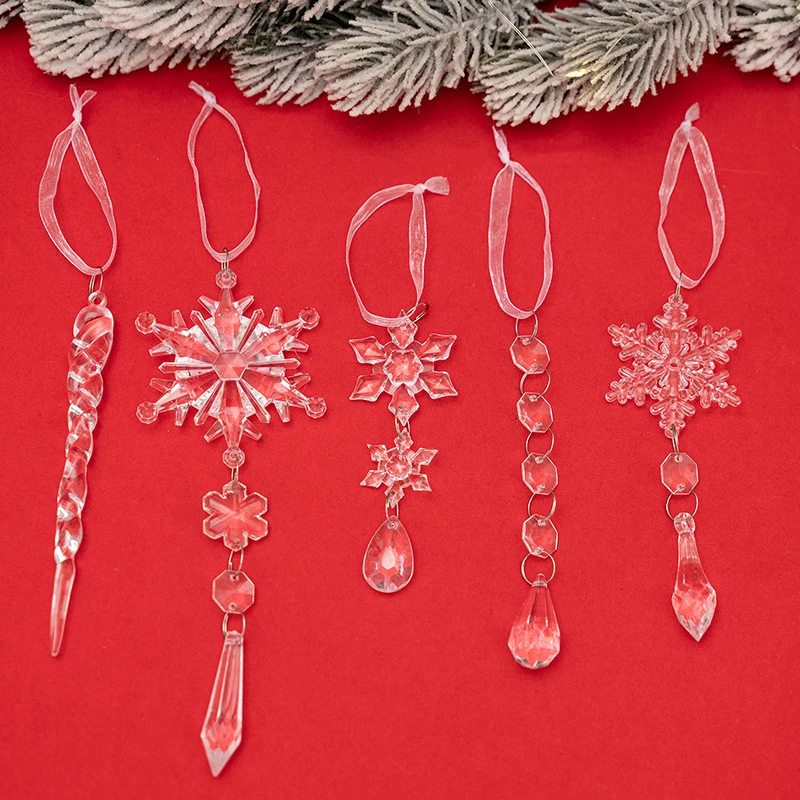 5Pcs Acrylic Simulation Icicle Ornaments | Christmas Tree Ice Strip Pendants  Icicle Strip Decorations for Holiday